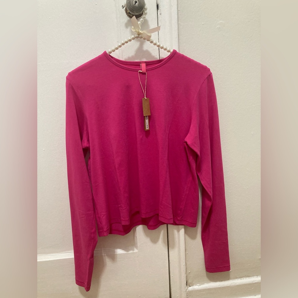 RARE Skims Size 2X Cropped Long Sleeve T-Shirt Top AP-LGS-1370 Raspberry NWT